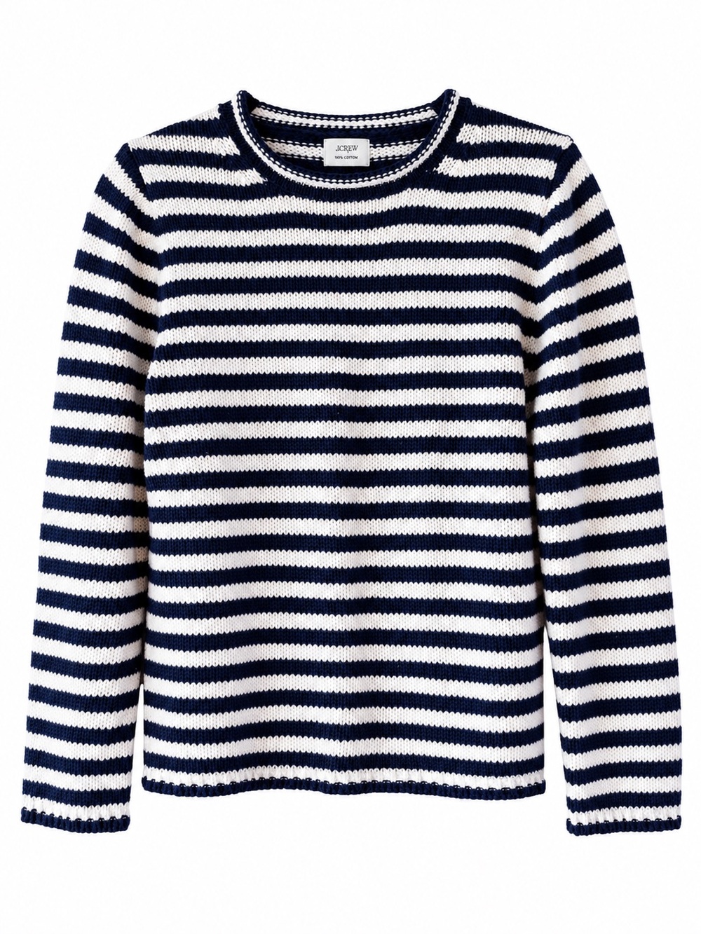 J. Crew Crew Neck Sweater - Striped Navy and White